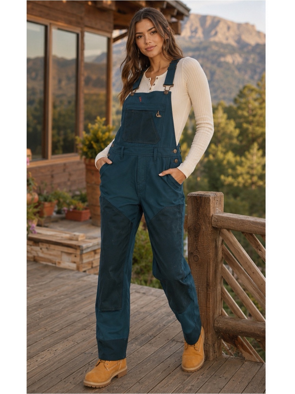 Dickies waxed canvas double front bib work overalls NEW small